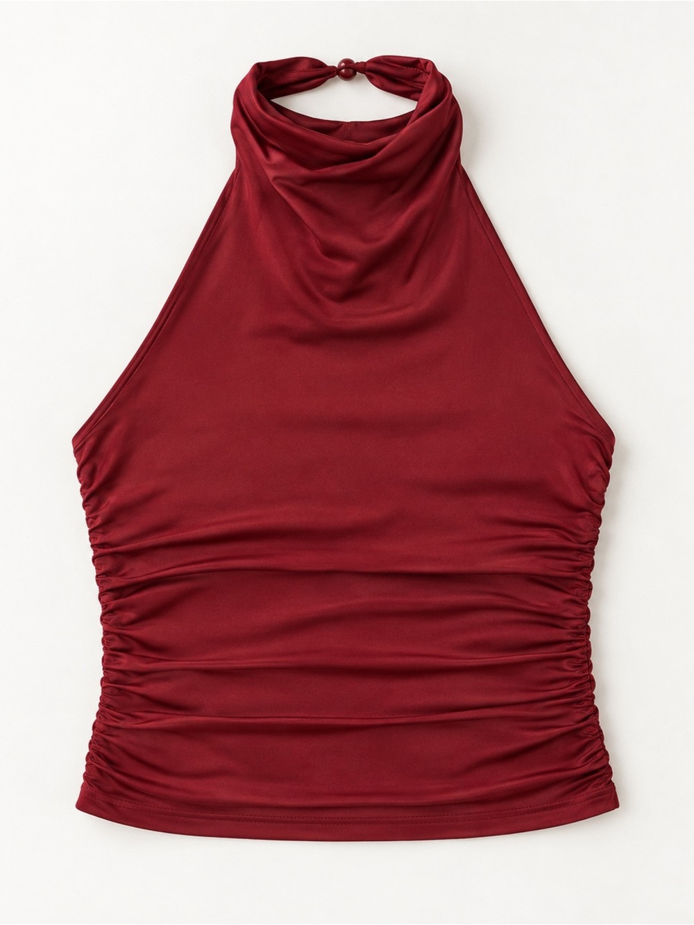 Princess Polly Burgundy Halter Ruched Cowl Neck Tank